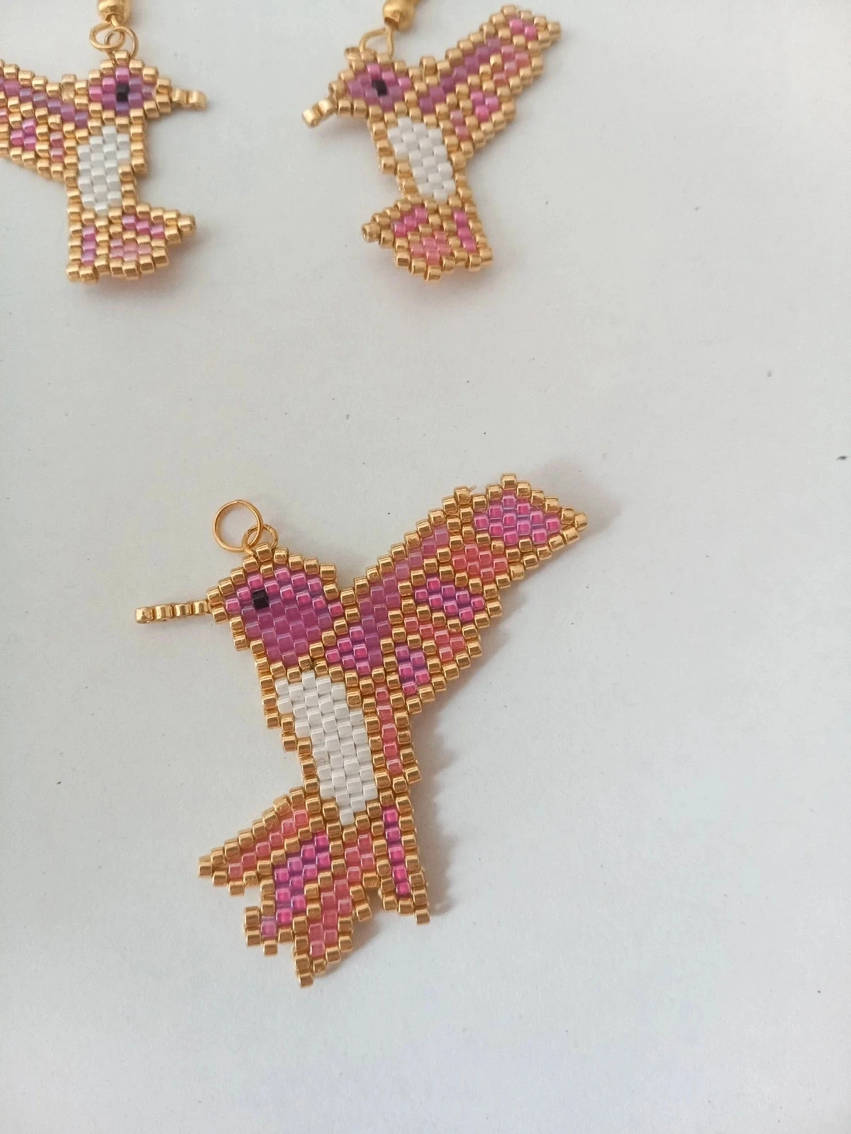 Parure bijoux colibri in Miyuki delica kralen – Oorbellen en hanger – photo 3